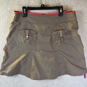 Title Nine Trail Mix Skort Women's 8 Brown Cargo Hiking Outdoor Lined Wicking